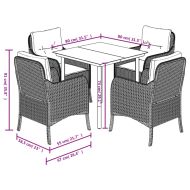 Градински комплект с възглавници, 5 части, бежов полиратан