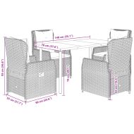 Градински комплект с възглавници, 5 части, бежов полиратан