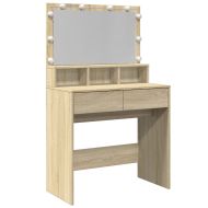 Тоалетка с LED, дъб сонома, 80x41x134,5 см