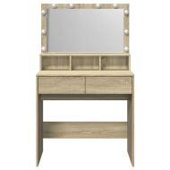 Тоалетка с LED, дъб сонома, 80x41x134,5 см