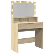 Тоалетка с LED, дъб сонома, 80x41x134,5 см