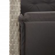 Бистро комплект с възглавници 3 части светлосив полиратан