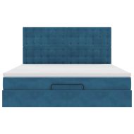 Османска легло с матраци и LED, тъмносиньо, 160x200 см, кадифе