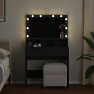 Тоалетка с LED, черна, 80x41x134,5 см