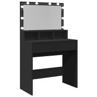 Тоалетка с LED, черна, 80x41x134,5 см
