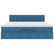 Османска легло с матрак, тъмносиньо, 160x200 см, кадифе