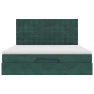 Османска легло с матраци и LED, тъмнозелено, 160x200 см, кадифе