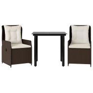 Градински комплект от 3 части с възглавници, кафяв, полиратан