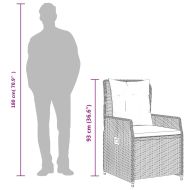 Градински комплект от 3 части с възглавници, кафяв, полиратан