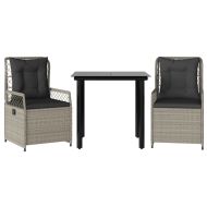 Градински трапезен комплект 3 части с възглавници светлосив