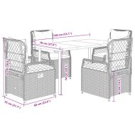 Градински комплект с възглавници, 5 части, бежов полиратан