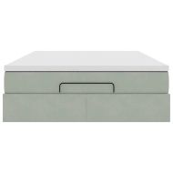 Османско легло с матрак Светло сиво 140x200cm кадифе