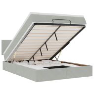 Османско легло с матрак Светло сиво 140x200cm кадифе