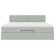 Османска легло с матрак, светлосиво, 160x200 см, кадифе