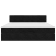 Османска легло с матрак, черно, 160x200 см, кадифе