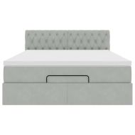Османско легло с матрак Светло сиво 140x200cm кадифе