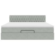 Османска легло с матрак, светлосиво, 160x200 см, кадифе