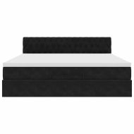 Османска легло с матрак, черно, 160x200 см, кадифе