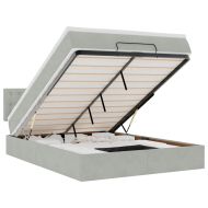 Османско легло с матрак Светло сиво 140x200cm кадифе