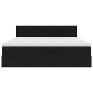 Османска легло с матрак, черно, 160x200 см, кадифе