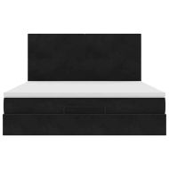 Османска легло с матраци, черно, 160x200 см, кадифе