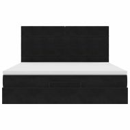 Османска легло с матраци, черно, 160x200 см, кадифе