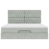 Османска легло с матраци, светлосиво, 160x200 см, кадифе
