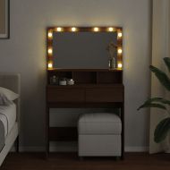 Тоалетка с LED, кафяв дъб, 80x41x134,5 см