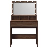 Тоалетка с LED, кафяв дъб, 80x41x134,5 см