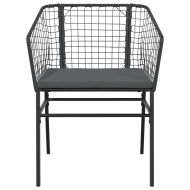 Градински комплект 5 части с възглавници черен полиратан стъкло