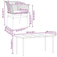 Градински комплект 7 части с възглавници черен полиратан стъкло