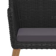 Градински трапезен комплект с възглавници 7 части черен