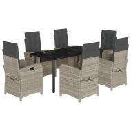 Градински комплект 7 части с възглавници светлосив полиратан