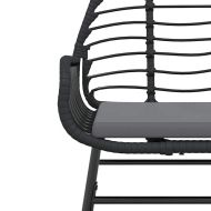 Градински комплект 7 части с възглавници черен полиратан стъкло