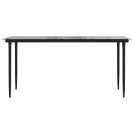 Градински комплект 7 части с възглавници черен полиратан стъкло