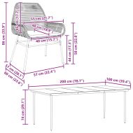 Градински комплект 9 части с възглавници черен полиратан стъкло