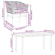 Градински комплект 5 части с възглавници черен полиратан стъкло