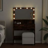 Тоалетка с LED, опушен дъб, 80x41x134,5 см