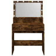 Тоалетка с LED, опушен дъб, 80x41x134,5 см