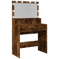 Тоалетка с LED, опушен дъб, 80x41x134,5 см