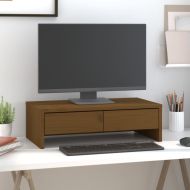 Поставка за монитор, меденокафява, 50x27x15 см, бор масив