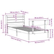 Рамка за легло без матрак, бял, 90x200 см, бор масив