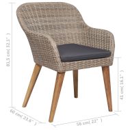 Градински трапезен комплект, 9 части, кафяв