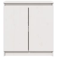 Страничен шкаф бял 60x36x65 см борово дърво масив