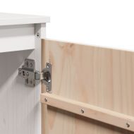 Страничен шкаф бял 60x36x65 см борово дърво масив