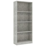 4-етажна библиотека, бетонно сив, 60x24x142 см, инженерно дърво