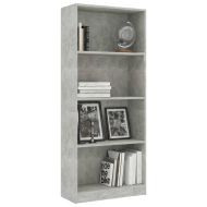 4-етажна библиотека, бетонно сив, 60x24x142 см, инженерно дърво