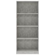 4-етажна библиотека, бетонно сив, 60x24x142 см, инженерно дърво