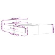 Рамка за легло с горна и долна табла, опушен дъб, 140x200 см