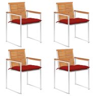 Градински столове 4 бр с възглавници масивно акациево дърво